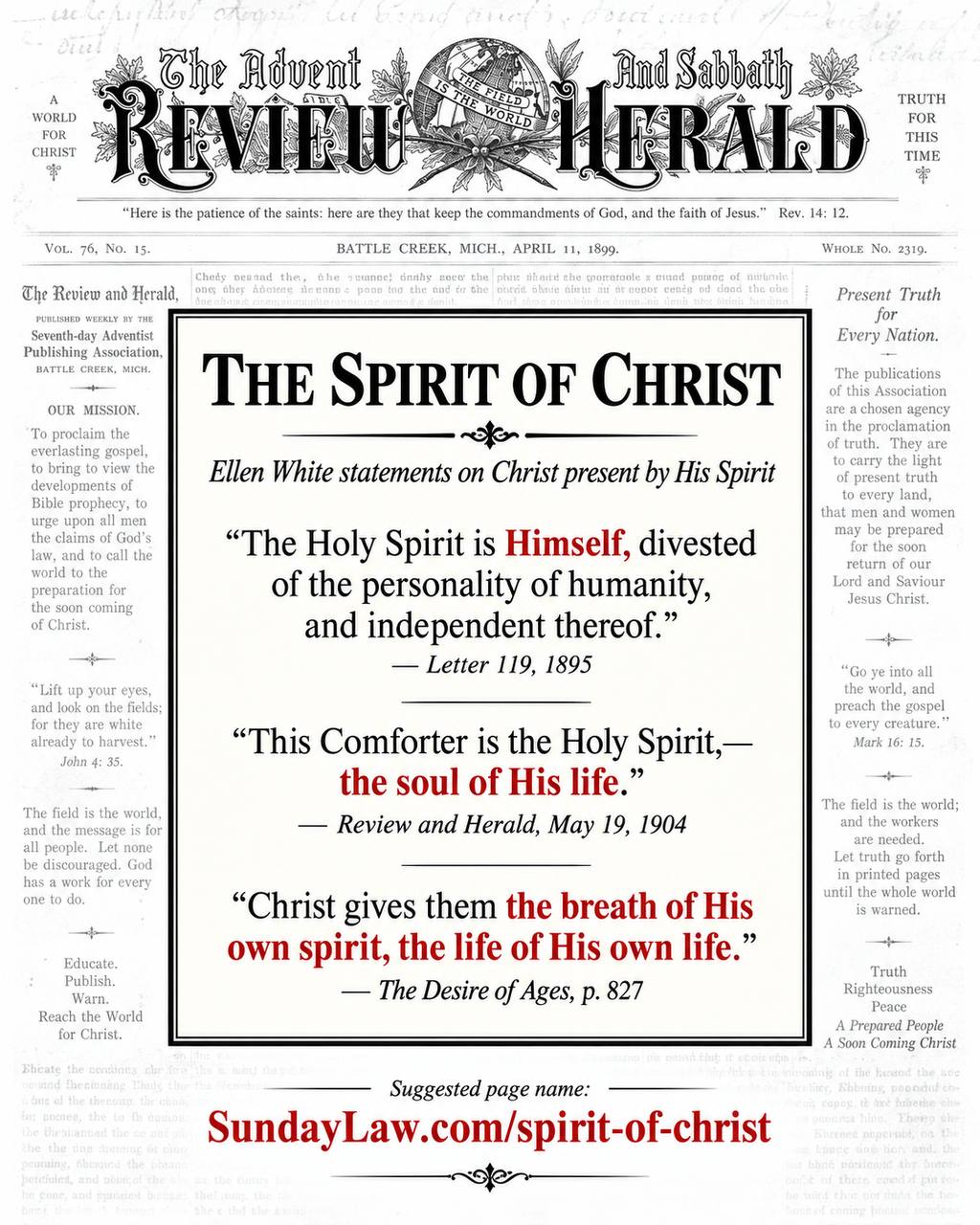 The Spirit of Christ Bible and Ellen White quotation study