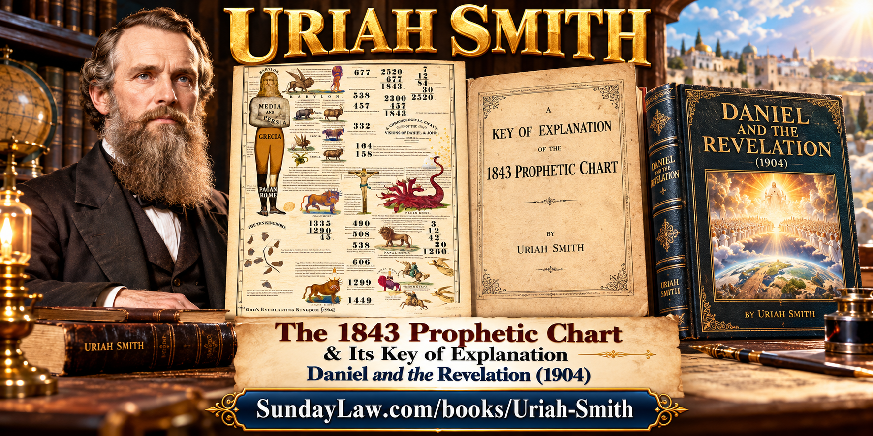 Uriah Smith, the 1843 prophetic chart, his Key to the Prophetic Chart, and Daniel and the Revelation (1904).